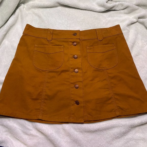 Madewell Camel Colored Soft Denim Jean Button Up Skirt Womens Size 14 - Picture 2 of 11